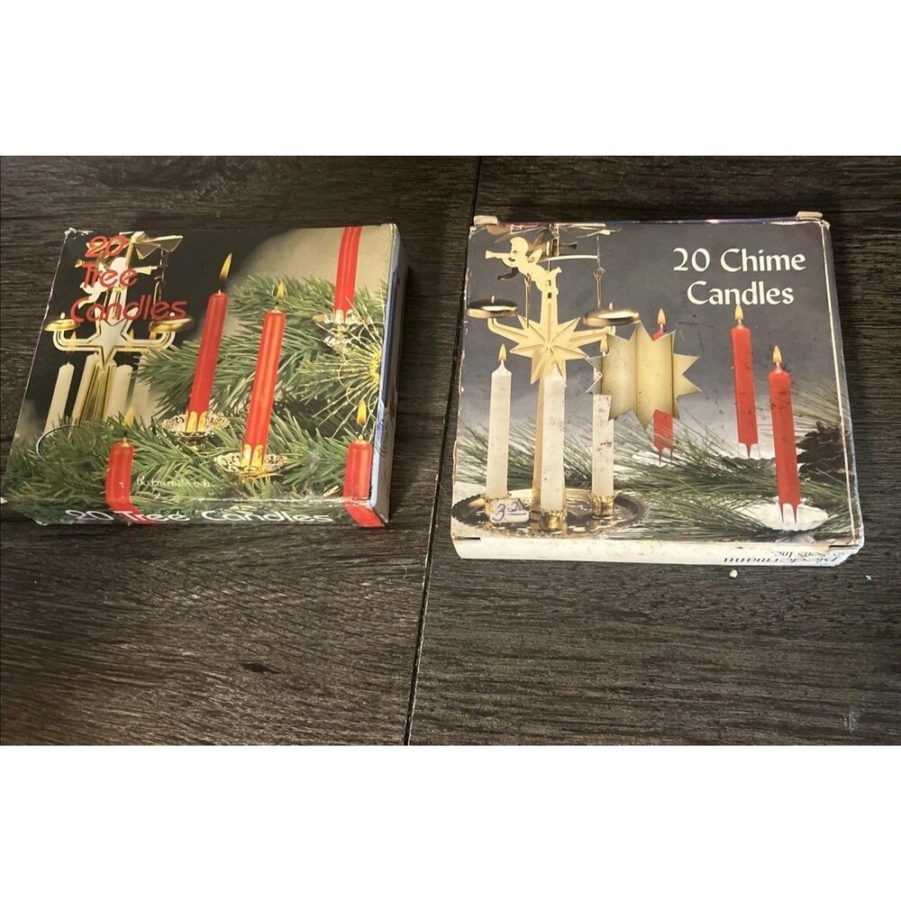 Lot 2 Boxes Chime Tree Candles Blue White Biedermann 20 Candles Per Box 40 Total